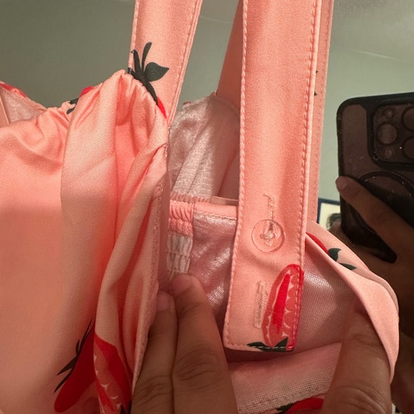 NWT Belle Poque Strawberry Print Pink Swing Midi A Line Dress - Picture 5 of 12